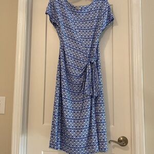 Talbots blue print dress size xl